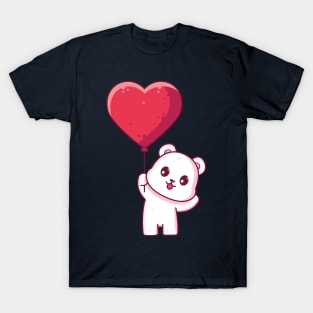 Cute polar bear holding love balloon T-Shirt